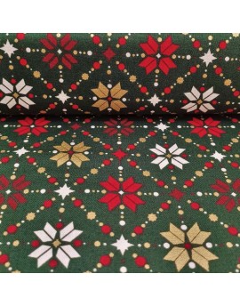Tela verde algodón motivos de navidad