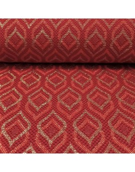 Tela roja jacquard navideña