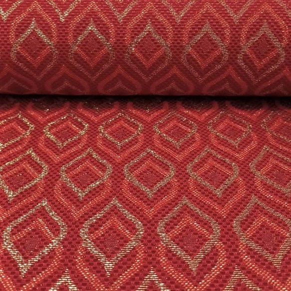 Tela roja jacquard navideña