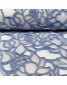 Tela organza bordada azul
