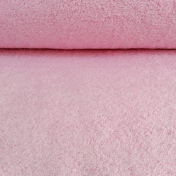 Tela rizo toalla de algodón rosa